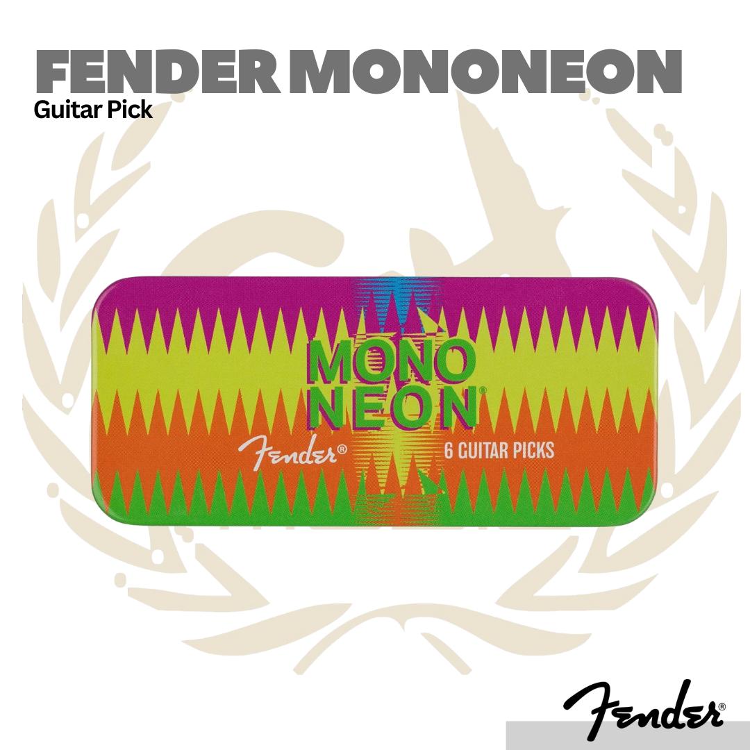 Fender MonoNeon Guitar Pick Tin, Medium, 6-Pack - Pick Gitar Bass