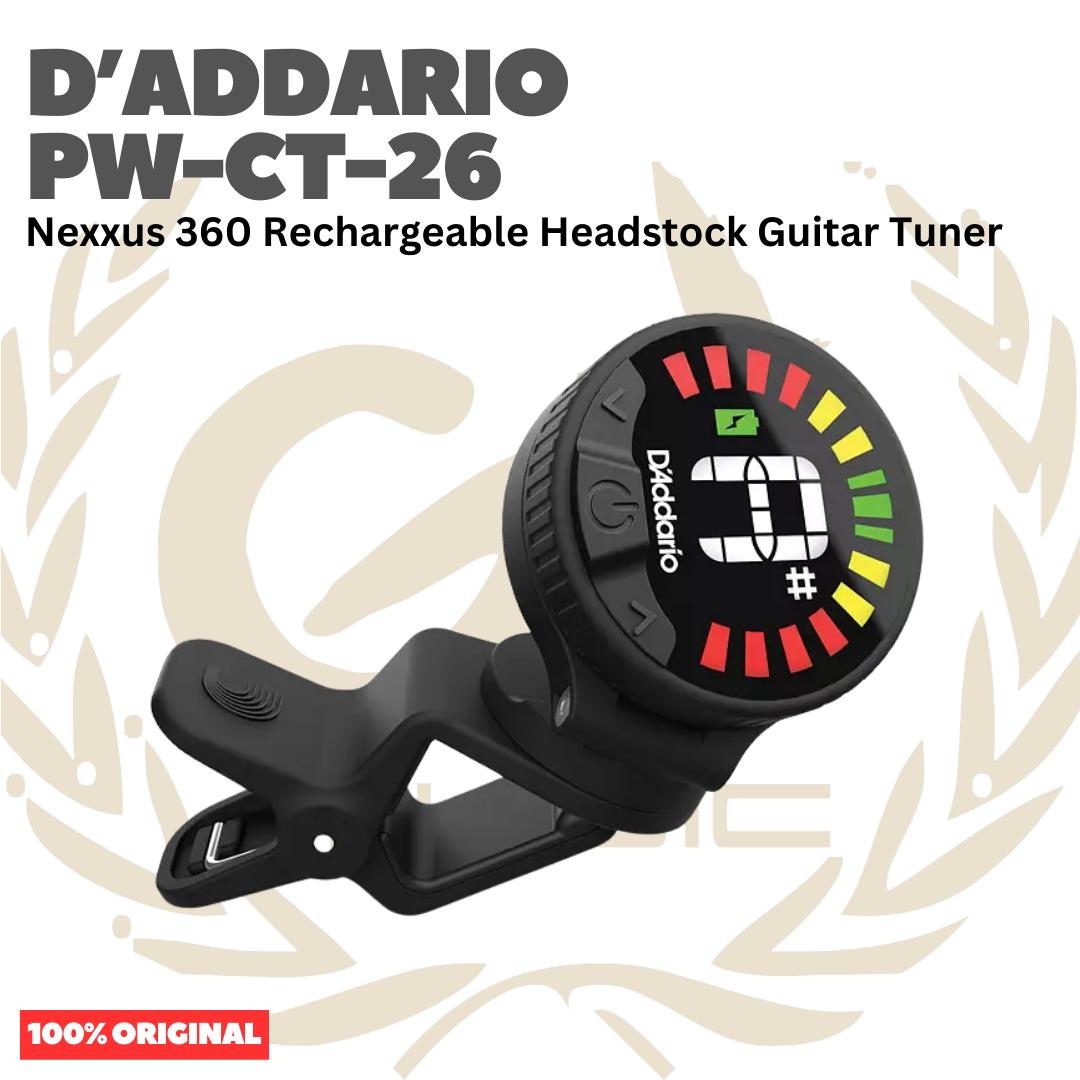 D'addario PW-CT-26 Nexxus 360 Rechargeable Headstock Guitar Tuner - Tuner Gitar Bass Original Asli