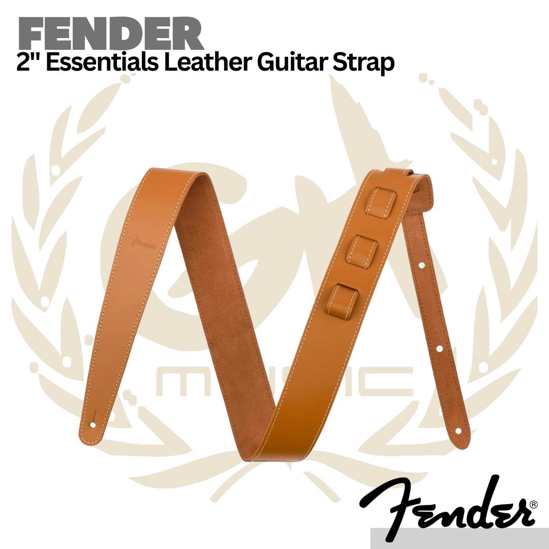 Fender 2inch Essentials Leather Guitar Strap - Strep Kulit Gitar Bass
