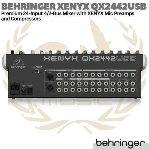 BEHRINGER XENYX QX2442USB Premium 24 Input 4/2 Bus Audio Mixer Preamps