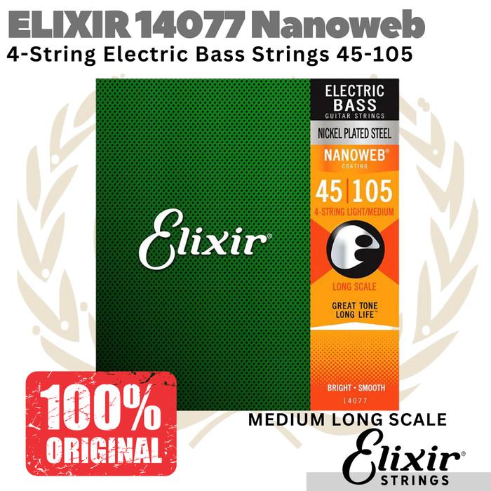 Elixir 14077 Nanoweb Medium Long Scale Electric Bass Strings 45-105
