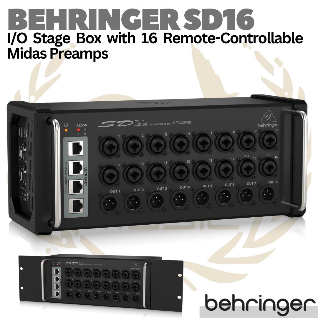 BEHRINGER SD16 Stage Box w/ 16 MIDAS Preamp 8 Outputs | AES50 ULTRANET