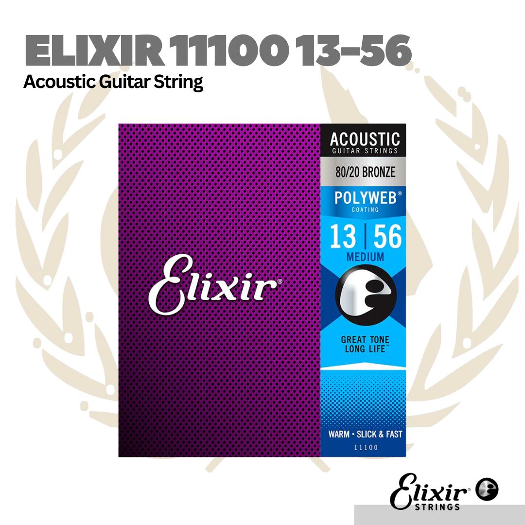 Elixir 11100 13-56 Polyweb 80/20 Bronze Acoustic Guitar Strings