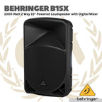 Behringer B15X 1000 Watt 2 Way 15" Powered Loudspeaker with Digital Mixer, Wireless Option
